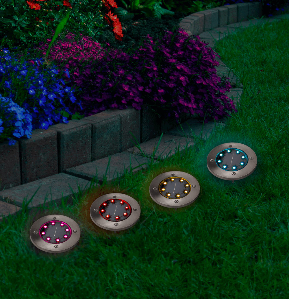 Garten Bodenleuchten Mit Solarzelle Und Farbwechselnder LED 4er Set